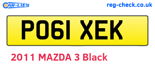 PO61XEK are the vehicle registration plates.