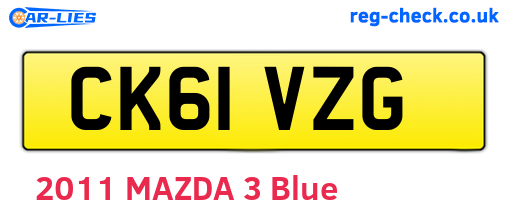 CK61VZG are the vehicle registration plates.