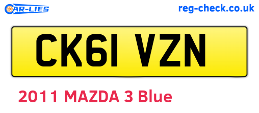 CK61VZN are the vehicle registration plates.
