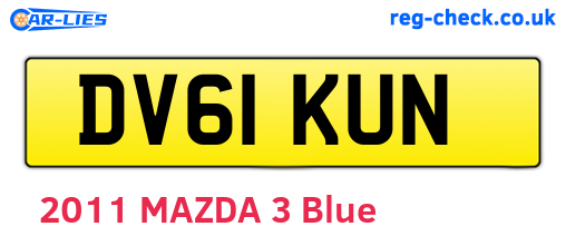 DV61KUN are the vehicle registration plates.