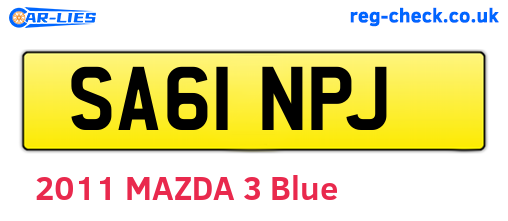 SA61NPJ are the vehicle registration plates.