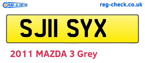 SJ11SYX are the vehicle registration plates.