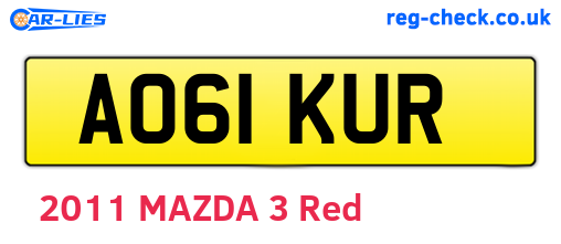 AO61KUR are the vehicle registration plates.