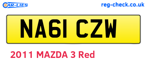 NA61CZW are the vehicle registration plates.