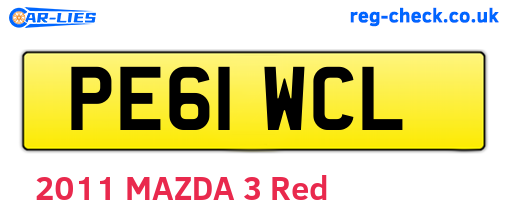 PE61WCL are the vehicle registration plates.