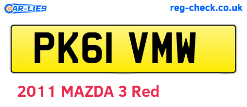 PK61VMW are the vehicle registration plates.