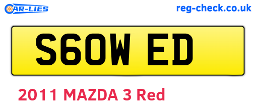 S60WED are the vehicle registration plates.