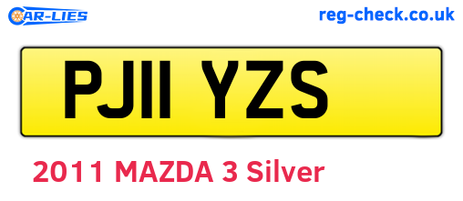 PJ11YZS are the vehicle registration plates.