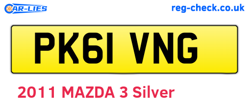 PK61VNG are the vehicle registration plates.