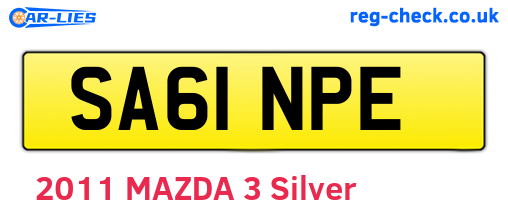 SA61NPE are the vehicle registration plates.