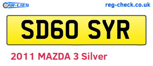SD60SYR are the vehicle registration plates.