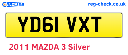 YD61VXT are the vehicle registration plates.