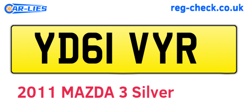 YD61VYR are the vehicle registration plates.