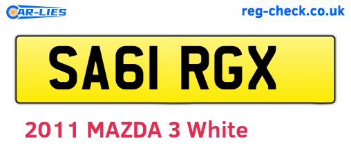SA61RGX are the vehicle registration plates.