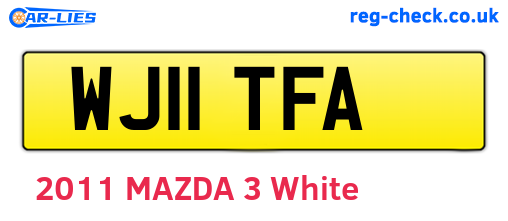 WJ11TFA are the vehicle registration plates.