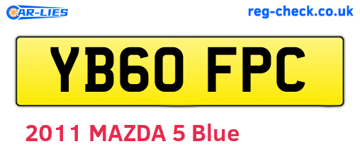 YB60FPC are the vehicle registration plates.