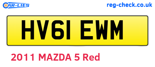 HV61EWM are the vehicle registration plates.
