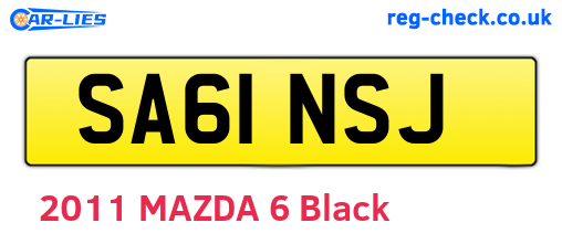 SA61NSJ are the vehicle registration plates.