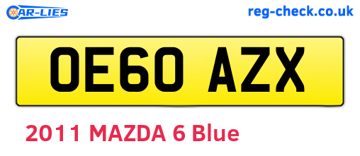 OE60AZX are the vehicle registration plates.