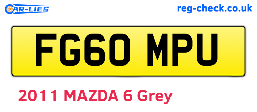 FG60MPU are the vehicle registration plates.