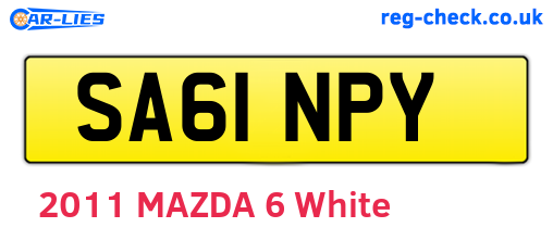 SA61NPY are the vehicle registration plates.