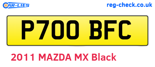P700BFC are the vehicle registration plates.