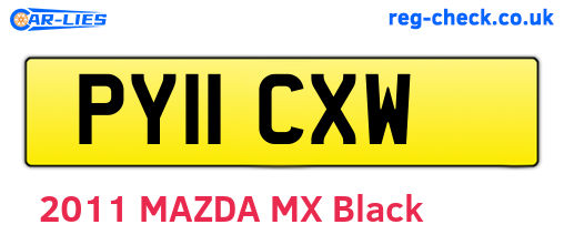 PY11CXW are the vehicle registration plates.