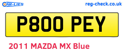 P800PEY are the vehicle registration plates.
