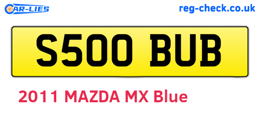 S500BUB are the vehicle registration plates.