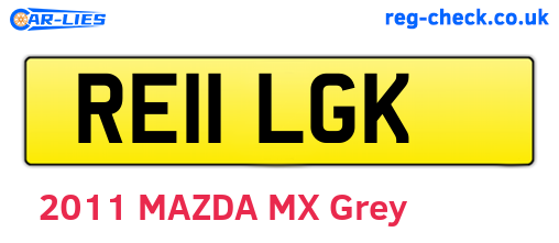 RE11LGK are the vehicle registration plates.