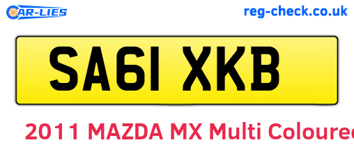 SA61XKB are the vehicle registration plates.