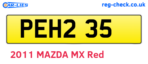 PEH235 are the vehicle registration plates.