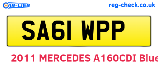 SA61WPP are the vehicle registration plates.