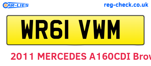 WR61VWM are the vehicle registration plates.