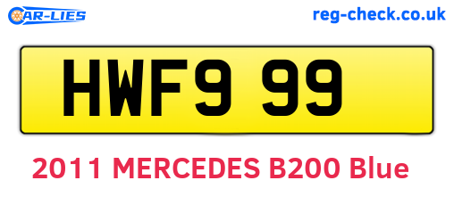 HWF999 are the vehicle registration plates.