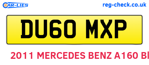 DU60MXP are the vehicle registration plates.