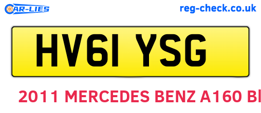 HV61YSG are the vehicle registration plates.