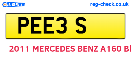 PEE3S are the vehicle registration plates.