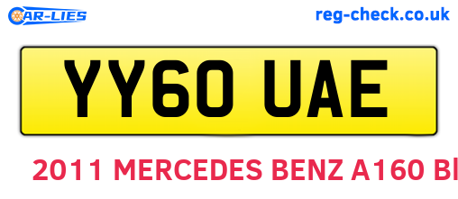 YY60UAE are the vehicle registration plates.