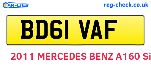BD61VAF are the vehicle registration plates.