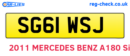 SG61WSJ are the vehicle registration plates.