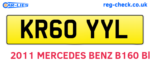 KR60YYL are the vehicle registration plates.