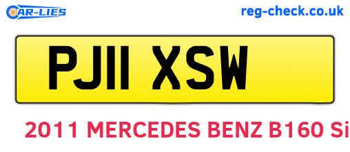 PJ11XSW are the vehicle registration plates.