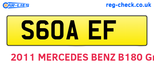 S60AEF are the vehicle registration plates.