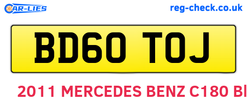 BD60TOJ are the vehicle registration plates.
