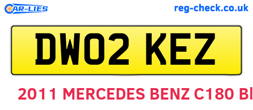 DW02KEZ are the vehicle registration plates.