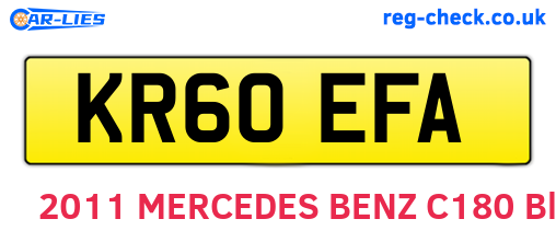 KR60EFA are the vehicle registration plates.