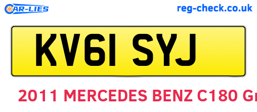KV61SYJ are the vehicle registration plates.