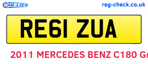 RE61ZUA are the vehicle registration plates.