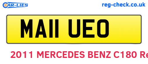 MA11UEO are the vehicle registration plates.